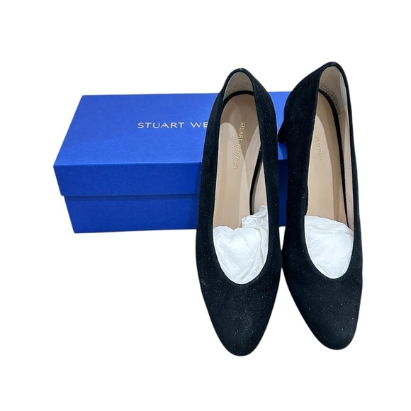 Stuart Weitzman black suede slip on pump 2 inch heel size 8 - Picture 1 of 9